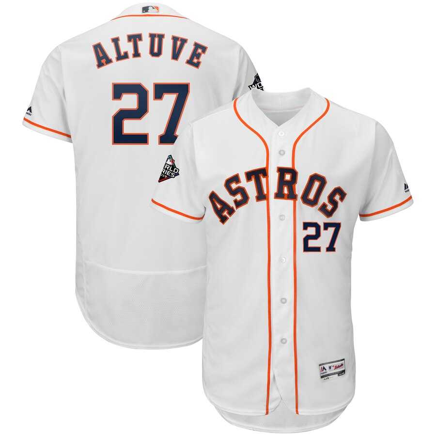 Astros 27 Jose Altuve White 2019 World Series Bound Flexbase Jersey,We sell and wholesale Astros 27 Jose Altuve White 2019 World Series Bound Flexbase Jersey on line form chian!